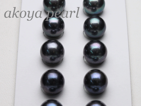 アコヤ真珠9.0〜9.5mmパールペアールースブラックパール黒真珠パールイヤリングかピアスに加工します。伊勢志摩　05P3Aug12