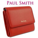 ポールスミス Paul Smith 牛革 クラシックレザー 二つ折り財布 レディース コーラル 三つ折り財布