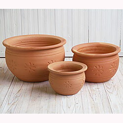 テラコッタ　E11　3点セット 　≪植木鉢/陶器/テラコッタ・素焼き鉢系≫