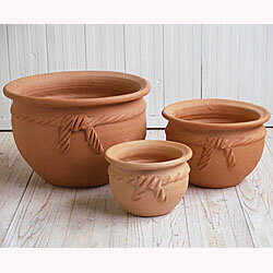 テラコッタ　E12　3点セット 　≪植木鉢/陶器/テラコッタ・素焼き鉢系≫
