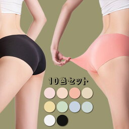 [<strong>10枚セット</strong>] シームレス <strong>ショーツ</strong> 無縫製 レディース 下着 パンツ パンティーインナーウエア シンプル 無地 福袋 プレーン ストレッチノーライン ノーマル 大きいサイズ 速乾 通気 吸水 最新 日本語表示