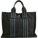 【端数なしのジャストプライス!】【中古品・消費税込】 HERMES フールトゥPMエルメス/フールトゥPM/ブラック×グレー/キャンバス素材/トートバッグ