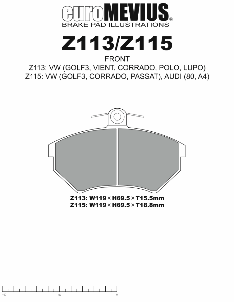 euro ECO Z113 [フロント]【VOLKSWAGEN】VENT、CORRADO、GOLF II、III、IV、PASSAT、POLO、LUPO _