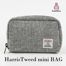 Harris Tweed mini Bag <strong>ハリスツイード</strong> ミニバッグ ｜ ライトグレイ ｜ ポーチ ｜ <strong>ペンケース</strong> ｜ アウトドア