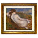 ＊ルノワール「寄りかかる裸婦」キャンバスにジクレー 複製画 額付き 絵画 洋画 印象派 フランスの画家 人物画 女性画 個人所蔵