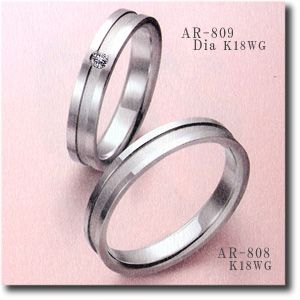 マリッジリング ANGEROSA(アンジェローサ) 《 AR-809 》 ダイヤモンド K18WG(ホワイトゴールド) リング内側にピンクサファイヤ