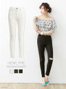 【sale17】【sale3】スキニーパンツ フルレングスダメージストレッチスキニーパンツ レギンス ボトムス かっこいい トレンド 大人 カジュアル 着回し ロングパンツ 大きいサイズ 美脚 オフホワイト カーキ ブラック 白 黒 S M L LL をご用意!レディース