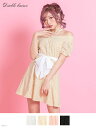 ワンピース 総レースオフショルフレアミニ 夏 リボン 総レース ウエストゴム メリハリ 半袖 ハイウエスト 脚長効果 裏地 デコルテ 着回し デート お出かけ ホワイト アイボリー ピンク ブラック 白 黒 無地 M L LL 3L をご用意してます!夢展望