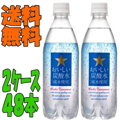 【送料無料】サッポロ　おいしい炭酸水 500ml　24本×2ケース　（48本）