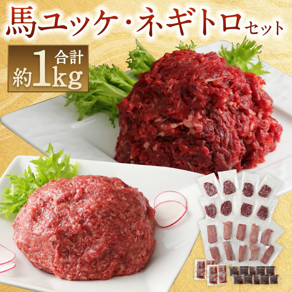 【ふるさと納税】鮮馬刺し ユッケ・ネギトロセット 合計1kg ユッケ50g×8パック 桜うまトロ60g×10パック 馬ユッケ たれ付き 線切り 真空パック 馬刺し 冷凍 世界的衛生基準SQF認証取得 送料無料