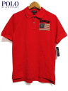 【新品】POLO RALPH LAUREN/ラルフローレン 星条旗 フライプリント 鹿の子 半袖 ポロシャツ 赤 【サイズ:Boy's S , Boy's M , Boy's L , Boy's XL】【レディース】【GRAPHIC COTTON POLO SHIRT】【あす楽対応】【古着 mellow楽天市場店】
