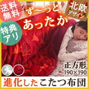 【送料無料】こたつ布団 北欧 正方形 『保温綿入りこたつ布団 北欧柄タイプ 〔ヒートキートス〕 190x190cm』 防汚加工 中綿 こたつ用掛け布団 撥水 洗える あったか