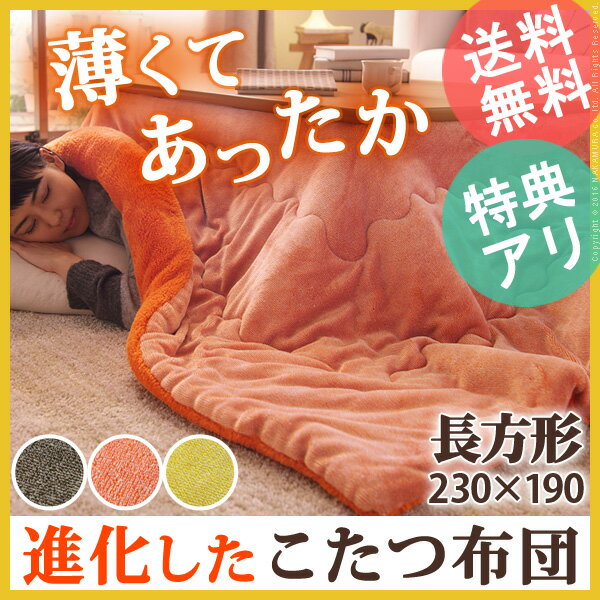 【送料無料】こたつ布団 長方形 中綿 【あす楽対応】『保温綿入りこたつ布団 無地タイプ 〔ヒートフロスト〕 230x190cm』 防汚加工 こたつ用掛け布団 撥... ランキングお取り寄せ