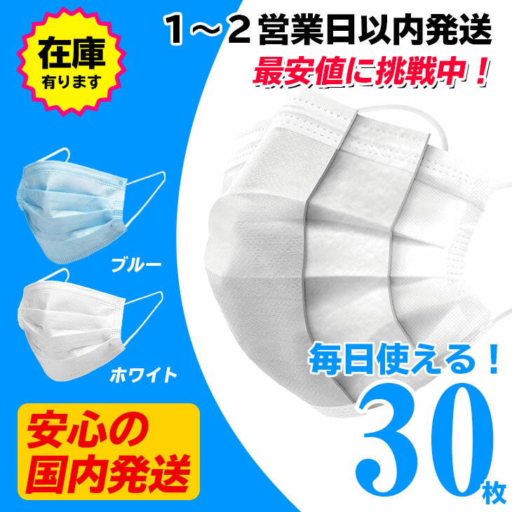 【最後の500セット限定驚きの888円！】マスク 在庫あり 30枚入り 3層構造不織布 レギュラーサイズ 男女兼用 キャンセル不可 花粉 ウイルス 高密度フィルター ノーズワイヤー 転売禁止