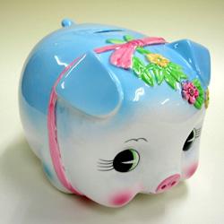 【ピギーバンク】ブタバンク・豚の貯金箱（大）ブルー