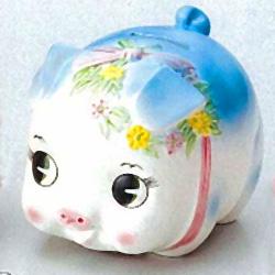 【ピギーバンク】ブタバンク・豚の貯金箱（中）ブルー