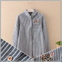 ☆猫刺繍シャツブラウス♪ストライプ トップス☆ 猫シャツ ブラウス レディーストップス 甘可愛い シンプル ブラウス レディースブラウス レディース トップス シャツ 長袖 AQH