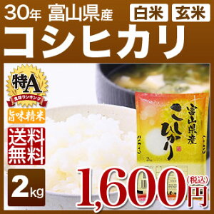 富山 コシヒカリ 米 2kg 送料無料 29年産の(玄米)又は(白米/精米) 食べ比べサイズのお米