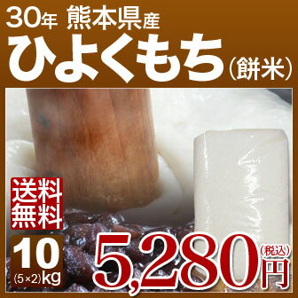 29年産 熊本県 もち米(ひよく餅) 10kg(5kg×2) 送料無料 お餅、おこわ、おはぎに、ヒヨクモチ。粘り強い、西日本(九州産)の餅米です。小分け対応で一升餅のお餅にも。単一米のこがねもち ひよくもち をお探しの方に。 (あす楽 対応 通販)