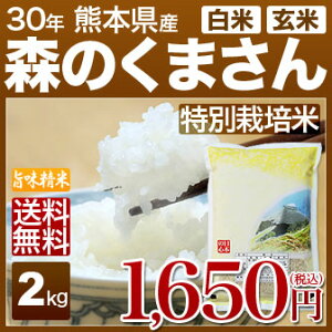 熊本 森のくまさん 特別栽培米 2kg 送料無料 29年産の(玄米)又は(白米/精米) 食べ比べサイズのお米