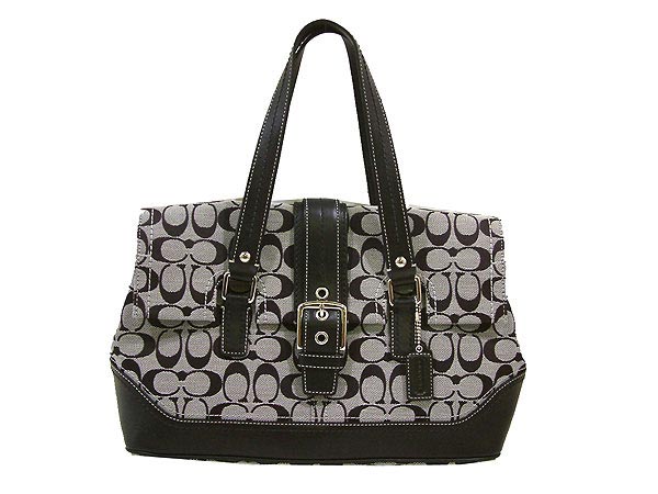 コーチ 2008年 新作 随時入荷!!【COACH】コーチ バッグ（ショルダーバッグ） F12644 ブラック×ホワイト ハンプトンズシグネチャー サッチェル アウトレット品【コーチ 新作 バッグ ショルダーバッグ ハンドバッグ トートバッグ ミニシグネチャー コーチ 随時入荷!!】【送料�
