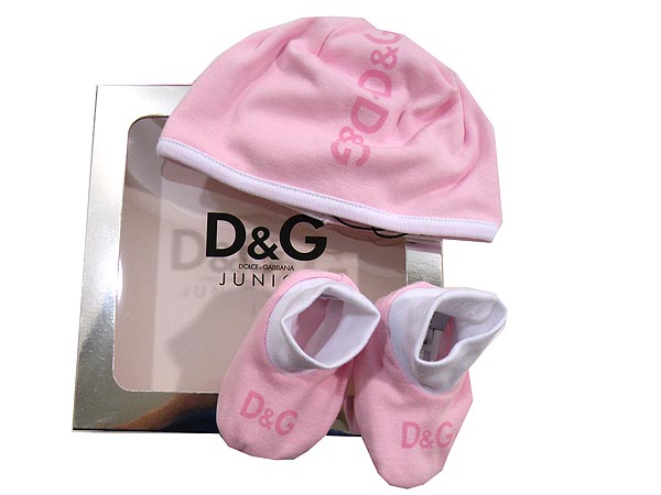 D＆Gジュニア D&G junior★アパレル(帽子ルームシューズ)LN3586 OL9C1 F0372 ピンク×ホワイト シンプルD&Gロゴ(3/6M,6/9M,9/12M)激安%OFF！ベビー【Luxury Brand Selection】【ドルガバ】セール SALE【Aug08P3】