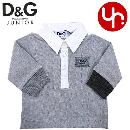 D＆Gジュニア D&G junior★アパレル(ポロシャツ)L13325 ライトグレー×グレー 胸フェルトワッペン付きポロシャツ(3/6M,6/9M,9/12M)激安%OFF！ベビー【Luxury Brand Selection】【出産祝い】【ドルガバ】【Aug08P3】