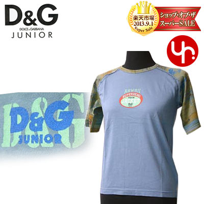 D＆Gジュニア D&G junior★アパレル(Tシャツ)M772-6467 ブルー袖アロハ柄5分袖丸首Tシャツ HAWAII TOUR JACKET D&G(8,10)激安%OFF！キッズ【Luxury Brand Selection】【楽ギフ_包装】【YDKG-m】【ドルガバ】セール SALE【Aug08P3】★80％OFF★★楽天ランキング入賞!33位★☆★楽天最安値級！激安セール★☆