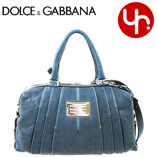 ドルチェ＆ガッバーナ DOLCE&GABBANA★バッグ(ハンドバッグ)【送料無料】0116 083 BB2549 A5839 80525 ブルー プレート付き折り返しレザーハンドバッグ(ショルダーストラップ付き)シルバー金具激安%OFF！レディース【Luxury Brand Selection】【楽ギフ_包装】【Aug08P3】★60％OFF★☆★楽天最安値級！激安セール★☆