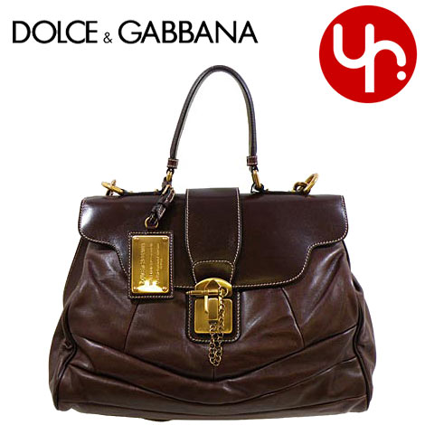 ドルチェ＆ガッバーナ DOLCE&GABBANA★バッグ(ハンドバッグ)【送料無料】0116 083 BB2804 A3226 89870 ブラウン×ゴールド デザインステッチレザービッグハンドバッグ激安%OFF！レディース【Luxury Brand Selection】 バック【Aug08P3】