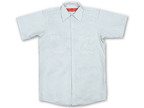 REDKAP [レッドキャップ] #SP20 INDUSTRIAL STRIPE S/S WORK SHIRT ホワイト/チャコール [アメカジ ワークシャツ][]【RCPmara1207】