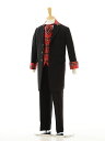 【レンタル】男の子 タキシード1BD0019 レンタル スーツ〔110cm〕男児タキシード黒×赤チェックfy16REN07
