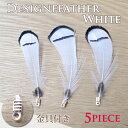 デザインフェザーパーツ 【9.ホワイト・5ピース】白 金具付! 約6cm?約7cm 鳥の羽根 天然フェザー チャーム 羽 ピアス アクセサリー カンつき パーツ セット【卸価格】5個| ハンドメイド【ゆうパケット対象】