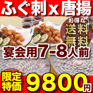 ふぐ・とらふぐ刺し「宴会用！ふぐ刺身4人前x2皿、ふぐ唐揚付／超冷」本場山口産のふぐをお届け！【ふぐ　セット・トラフグ　刺身】