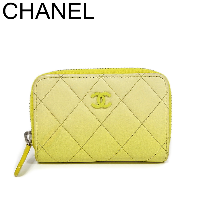 シャネル コインケース 小銭入れ 財布 マトラッセ ココマーク イエロー グラデーション 21番台【中古】