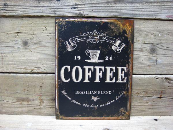 【エントリーで10倍！】北欧デザイン アンティーク メタルサイン COFFEE/コーヒー（SP4480）ティンサイン/ブリキ看板 看板 カフェ アメリカン雑貨　アメリカ雑貨 看板