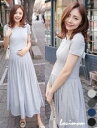 【メール便対応】【あす楽★マタニティ】たっぷりプリーツ入り半袖マキシワンピース、マタニティ ワンピース、マタニティ、ワンピース、ロング、マキシ、マキシ ワンピース、シンプル、プリーツ、ベーシック/MROP90344/loui