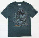 【スターウォーズ/STAR WARS】大人・メンズ Tシャツ 『キャラクターズ・擦れ(ブルーGY)』 ダースベイダー・ヨーダ・C3-PO・R2-D2・ボバフェット・ストームトルーパー・アメキャラ・アメコミ・アメリカン雑貨・アメリカ雑貨