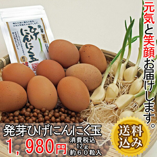 【送料無料】発芽 ひげにんにく玉　12g　約60粒入 栄養豊富な、ひげにんにくの芽と根の部分も一緒に練り込んだ【にんにく卵黄】です。【匂わない にんにく サプリメント 健康食品 約1か月分】【国産 無農薬 ランキング1位】