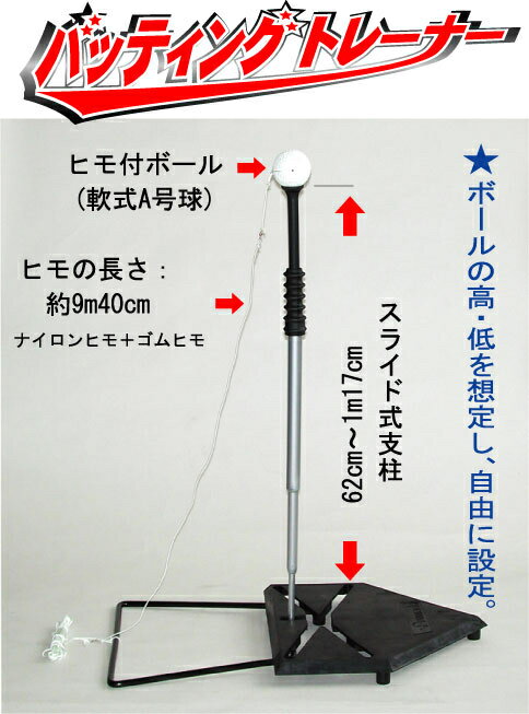 【送料無料】【ヒモ付きボール付属。ボールが戻ってきます】プロマーク野球バッティングトレーナー・ティー打分け【SBZcou1208】