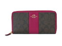 【スペシャル】Coach コーチ ジッパーラウンド 長財布 シグネチャー PVC レザー アコーディオン ジップ 54630 ブラウン/パープル【新品】COACH Signature PVC Leather Accordian Zip (Style F54630 IMDGK) IM/Brown/Fuchsia