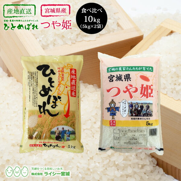 2品目 米 米10kg 食べ比べ ひとめぼれ つや姫 お試しセット 米 10kg 送料無料 宮城県産 令和元年産 《10kg（5kg × 1袋ずつ）》 白米 お米 10kg あす楽 宮城 ひとめぼれ つや姫 検査米