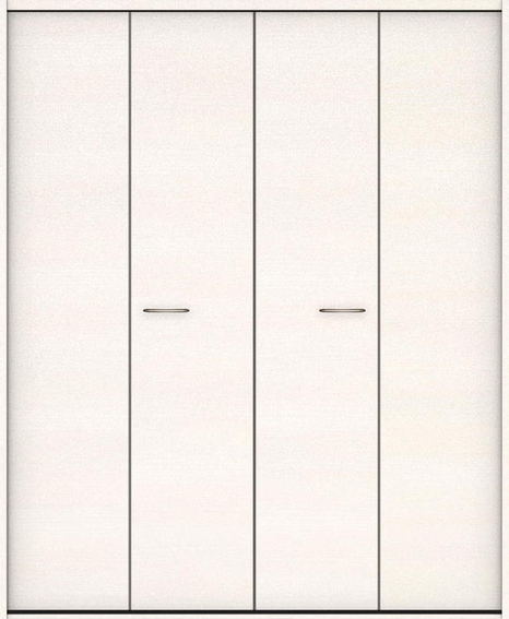 ハピアベイシス　クローク収納　折戸ユニット　フラット横木目タイプ　固定枠尺モジュール　四方枠　2300高　1680幅（6尺間口）　ネオホワイト　大建工業の建具　ハンドル付きタイプのドア