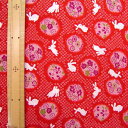 約70cm巾×1m 1580円10cmにつき158円 レーヨン100%レーヨンちりめんプリント 疋田うさぎ 赤