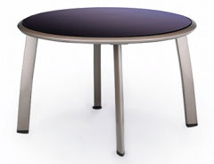 【送料無料】LOCA ガーデンファニチャー　メランジェ ダイニングテーブル100　【ガーデン テーブル ダイニング アルミ製 ガラストップ】直径100cmのダイニングテーブル。ガラスに映り込む景色がとてもきれいです。