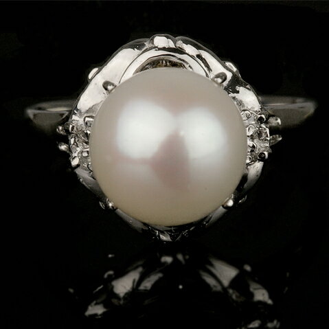 アコヤ真珠9mm・ダイヤモンドリング【PT900】【パール・アコヤ真珠】【送料無料【特価】