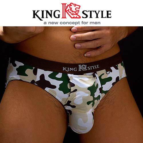 【King Style（キングスタイル）】網ポケット付 壮快パンツ：ブリーフ（上向き）迷彩柄 CF-C33男性用パンツの一大革命、史上初網ポケット付パンツ