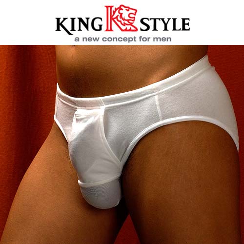 【King Style（キングスタイル）】網ポケット付 壮快パンツ：ブリーフ（上向き）KS-C33男性用パンツの一大革命、史上初網ポケット付パンツ