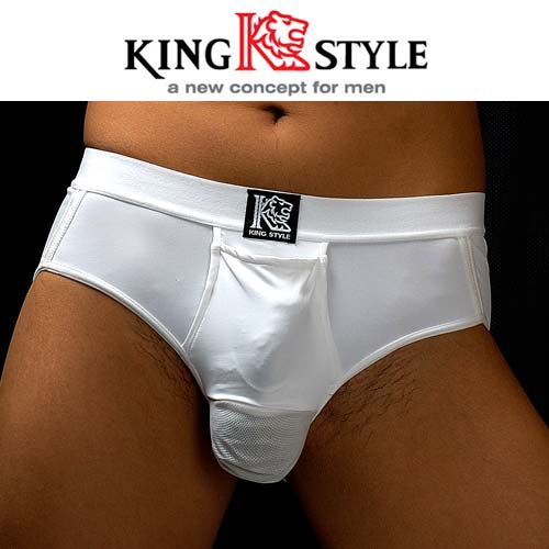 【King Style（キングスタイル）】網ポケット付 壮快パンツ：ブリーフ（上向き）PLC-377男性用パンツの一大革命、史上初網ポケット付パンツ