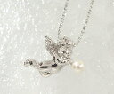 SV925 淡水パール エンジェル ペンダントネックレス シルバー925 SILVER スターリングシルバー 真珠 天使 誕生日 6月誕生石 カットボールチェーン メッセージ ギフト 贈り物